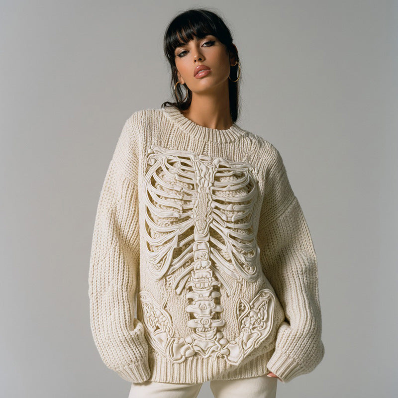 American-style Crewneck Long-sleeve Sweater for Women