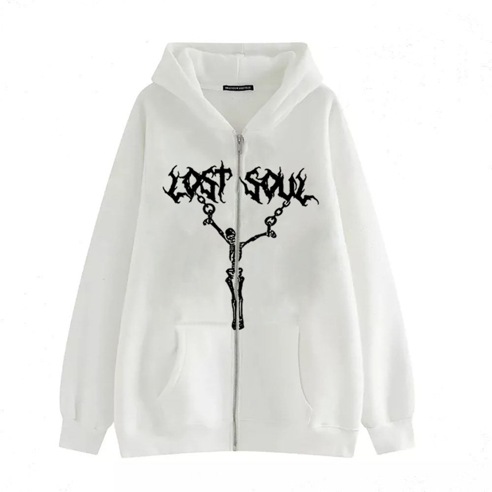 Women's Skeleton Zip-Up Streetwear Hoodie