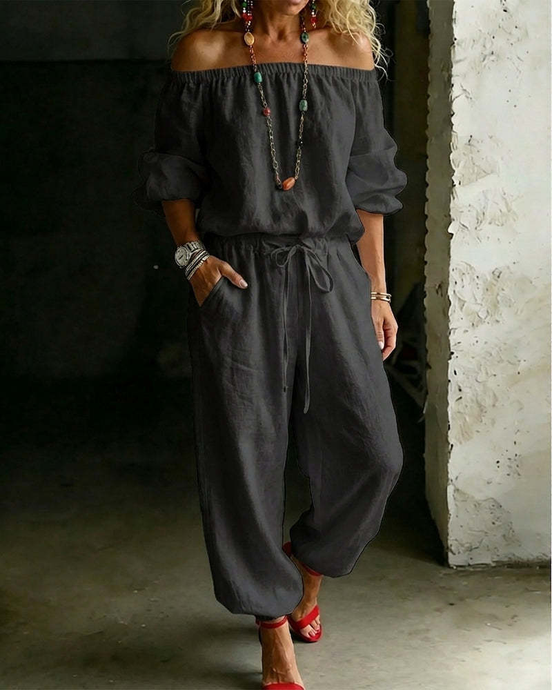 Chic One-Shoulder Top & Jogger Jumpsuit Set