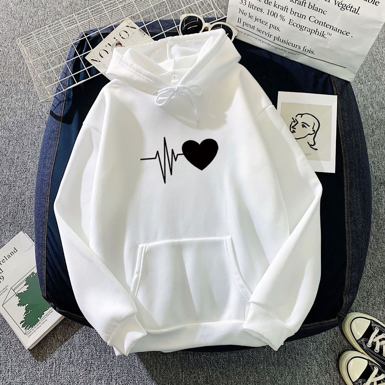 Cozy Fleece-Lined Loose Winter Hoodie for Women