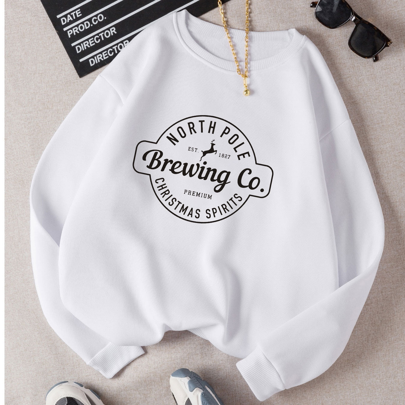 Cozy Printed Brushed Women's Round Neck Sweater