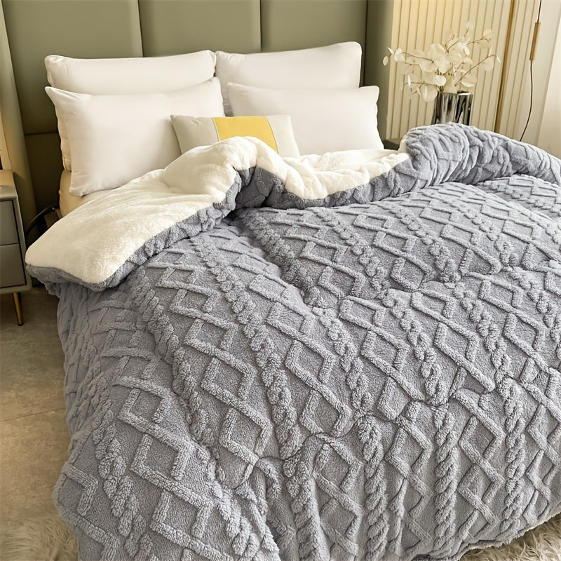 A Piece Of High-quality Thickened Velvet Blanket, Soft100% Superfine Fiber Filling, Light Beige Soft Polyester Fabric, Suitable For Bedrooms And Hotel Rooms, Winter Warmth Blanket, Fluffy Quilt...