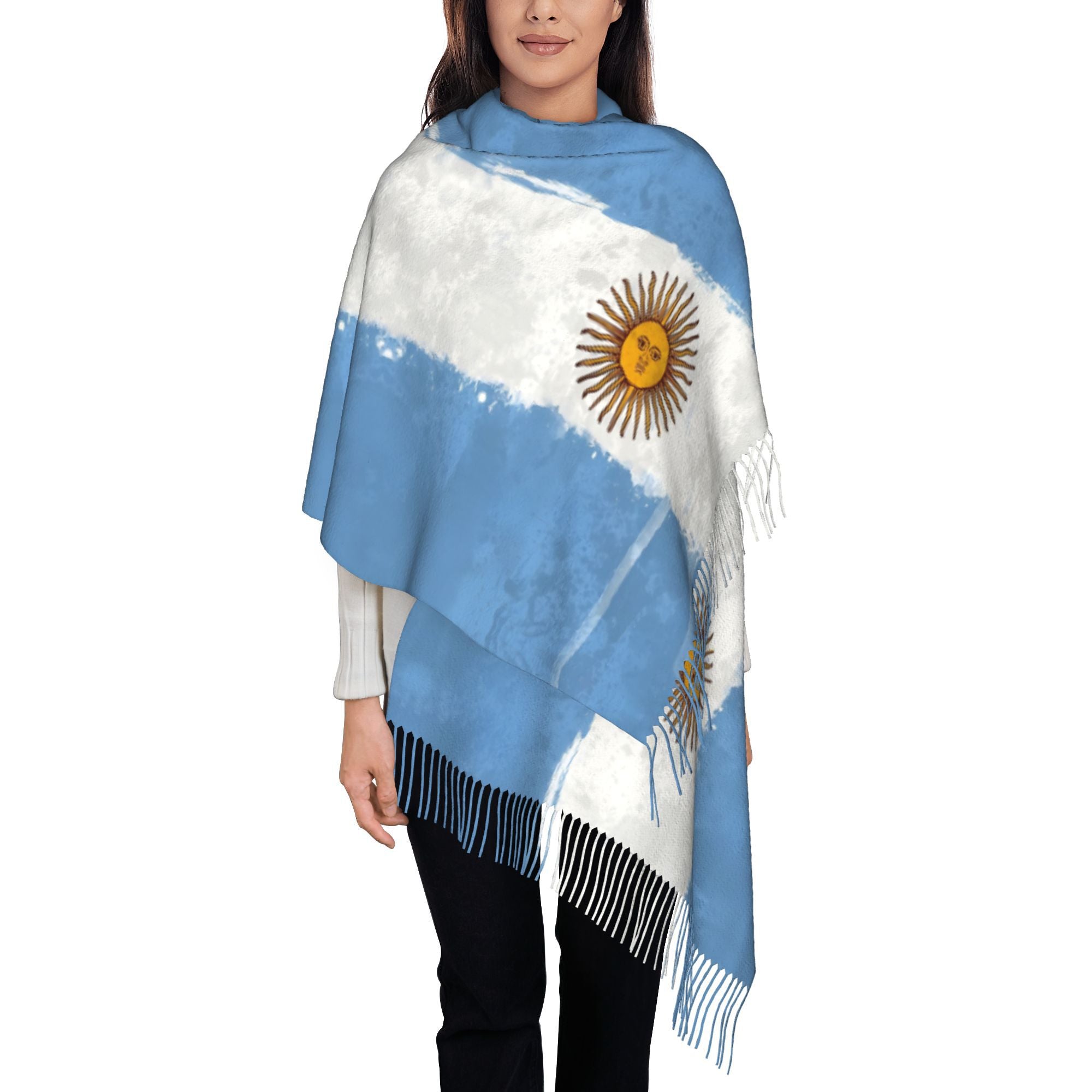 Unisex Argentina Flag Grunge Scarf – Autumn/Winter Fashion Shawl for Travel and Cycling