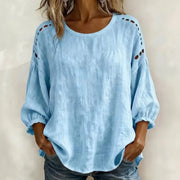 Loose-Fit Hollow-Out Round Neck Top – Soft, Stylish & Comfortable