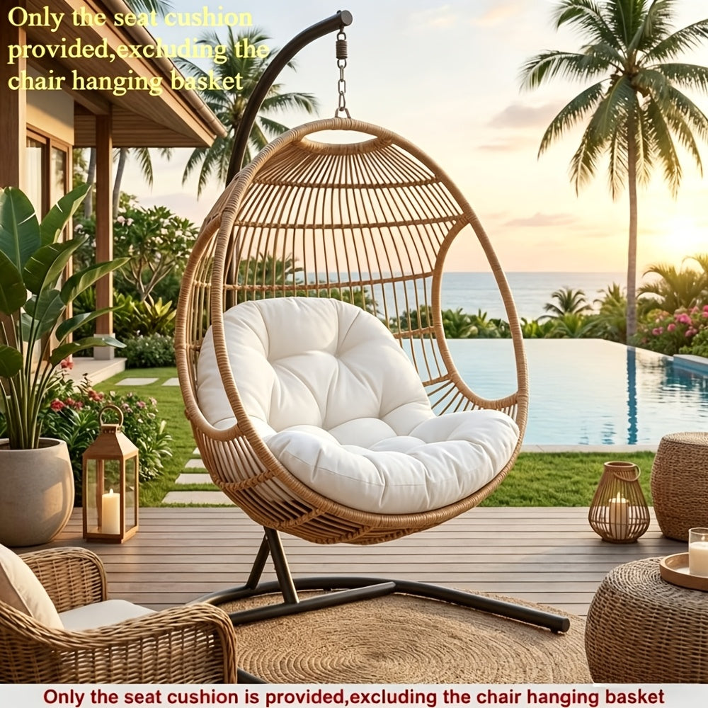 Luxury Thick Hanging Chair Cushion - Classic Style, Hand Wash Only, Suitable for Outdoor and Living Room Decor, Soft Polyester Fiber, 300-350g Square, White/Dark Gray, No Print, Durable and Comfortable Outdoor Chair Pad | Classic Chair Design | Soft