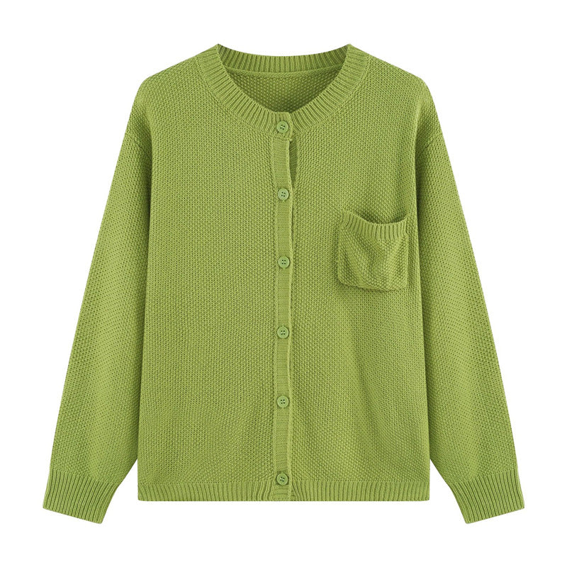 Autumnwinter New Vintage Loose Crew-neck Casual Knitted Cardigan Top for Women