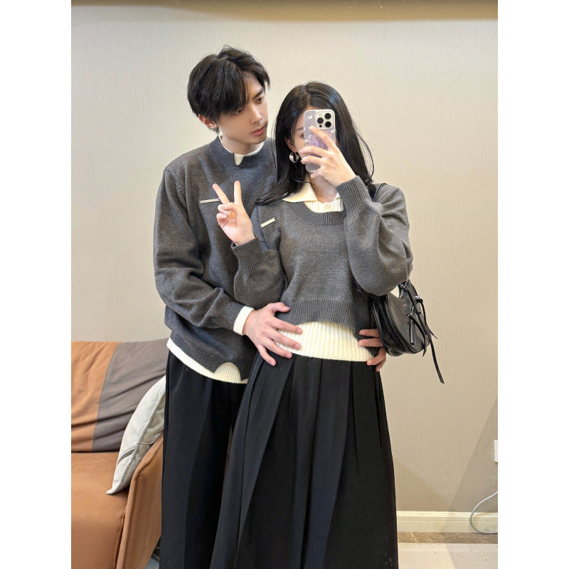 Autumn and Winter Couple Wear Thickening Three-piece Set