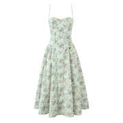 Square-neck Structured Underwire Waist-cinching Pleated Dress