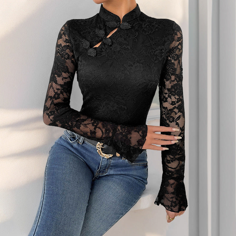 New Chinese Style Black Cheongsam Romper