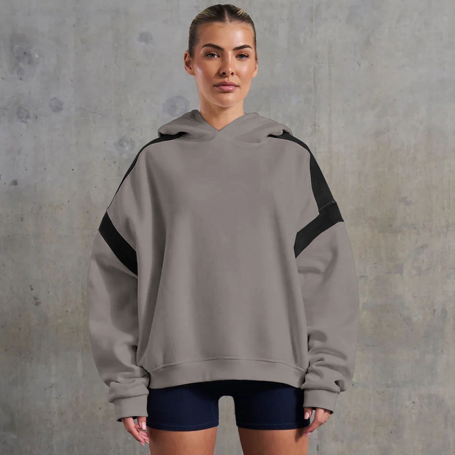 Colorblock Drop Shoulder Hooded Sweater