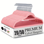 Velvet Hangers 20/50 Count Premium Velvet-Grip Hangers - Ergonomic, Space-Saving, Commercial-Grade Thick Hangers for Coats, Sweaters & Knits - Durable & Stylish Clothes Organizers, Hangers for Clot...
