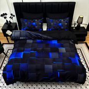 3pcs Cool Tech Digital Print Duvet Cover Set for All Seasons, Available in Red And Blue, in Four Sizes (Twin, Double, Queen, King) (1 Fitted Sheet + 1/2 Pillowcase, No Filling)