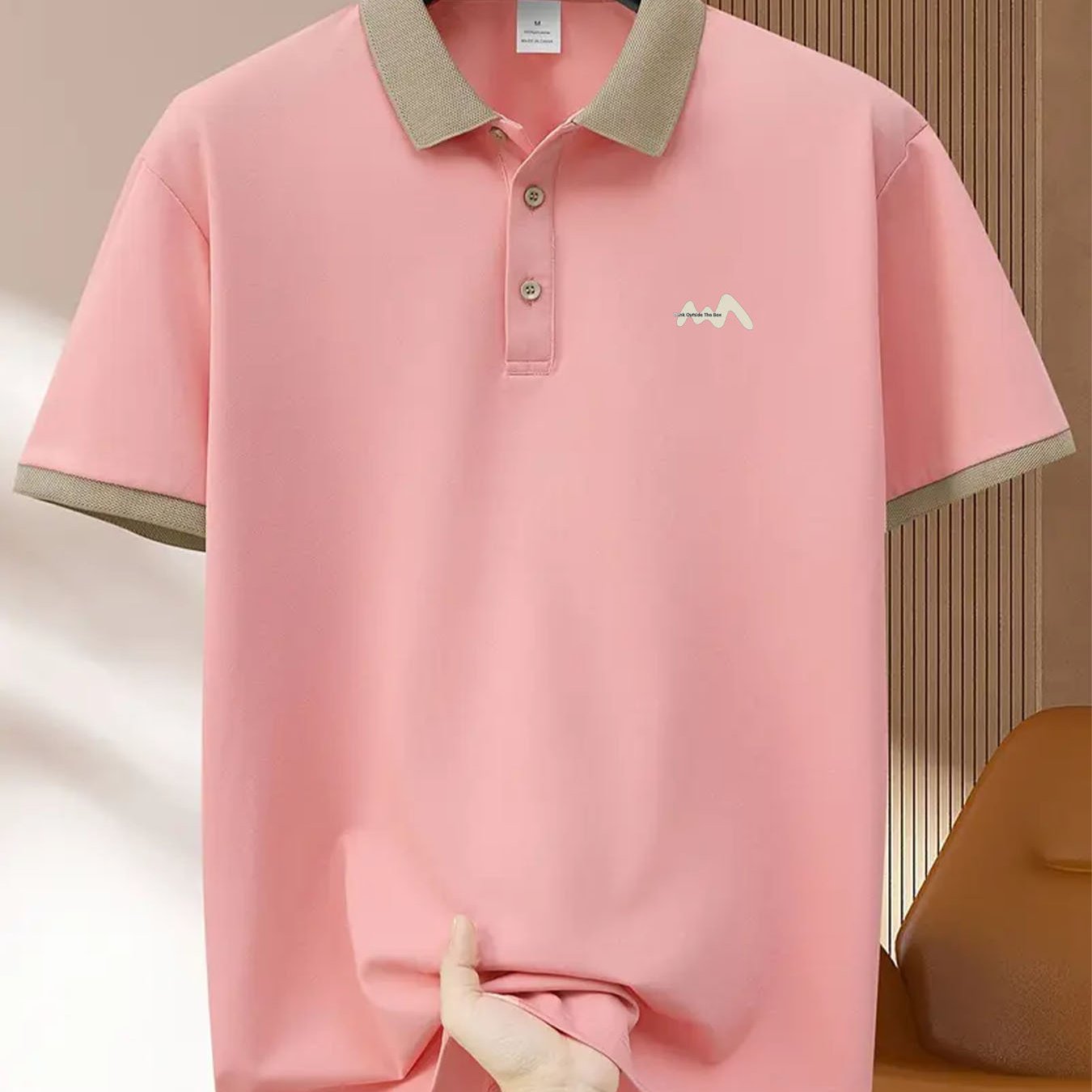 Men's Short Sleeve Polo Shirt with Patterned Letter Print – Business Casual Golf Tee