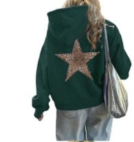 Women's Casual Printed Loose Hooded Sweatshirt