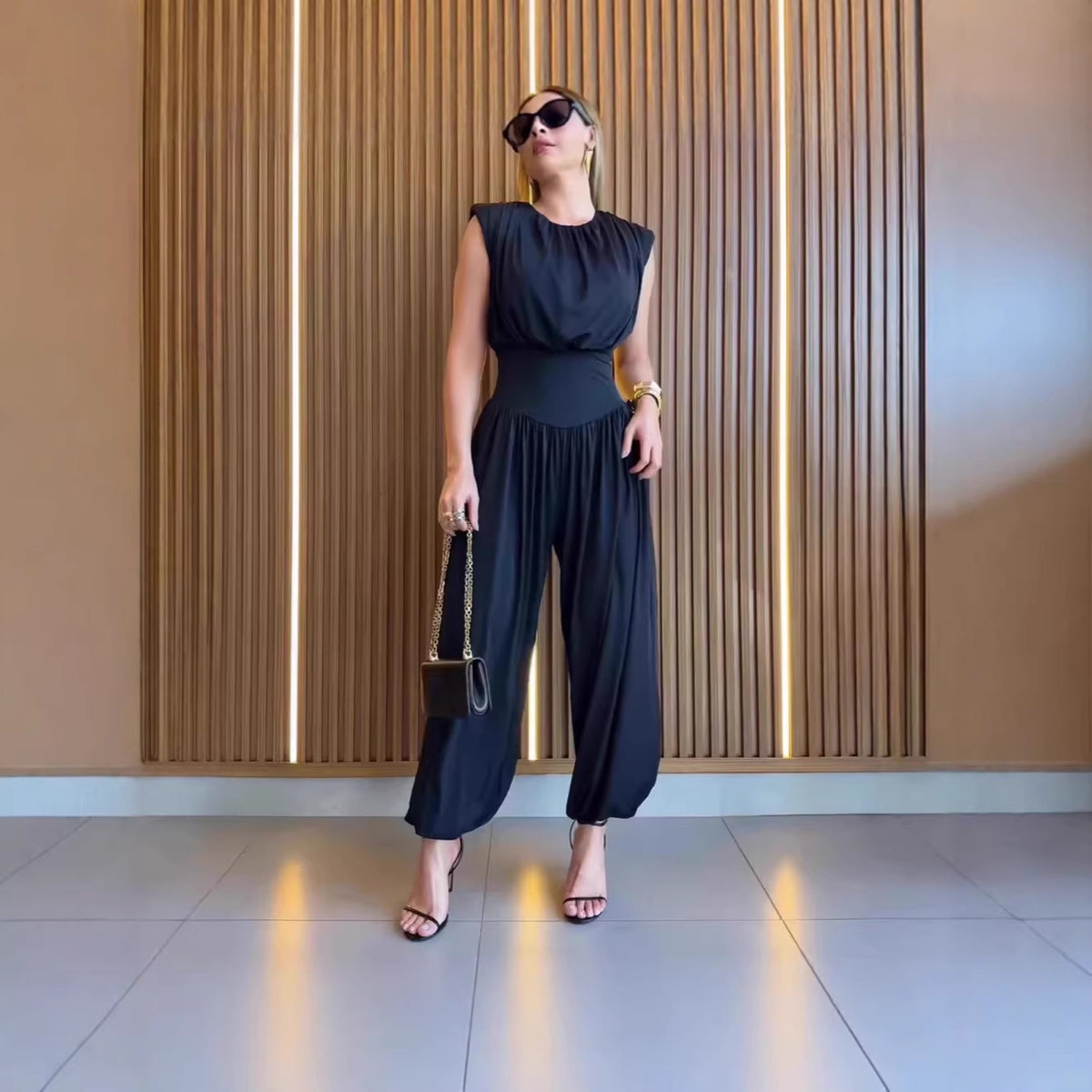 Women's Solid Color Casual Versatile Sleeveless Jumpsuit