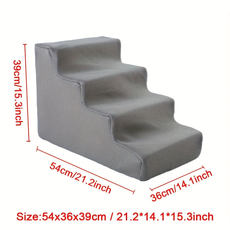 Durable  Comfortable 4-step Pet Stairs  Non-slip Sponge Material  Ergonomic Dog Ladder For Sofa & Bed  Safe For Senior Pets  Indoor/outdoor Use  Modern Pet Furniture  Sturdy Construction