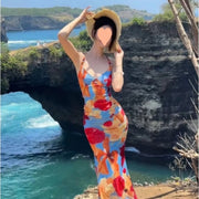 New Dopamine Inspired Stunningly Printed Resort Style Dress for Women