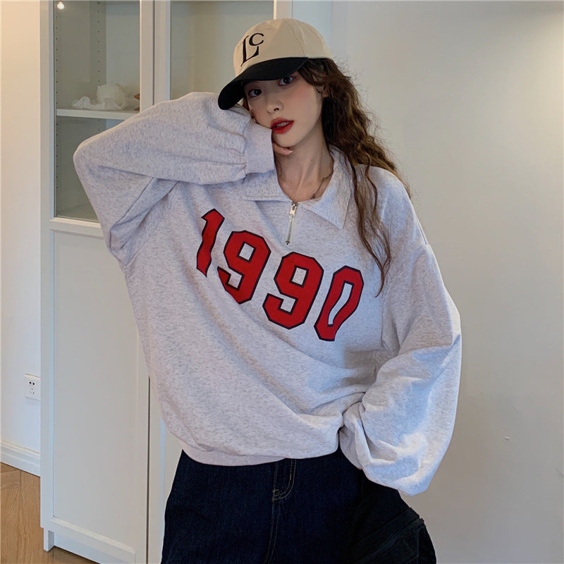 Retro Half-Zip Polo Long Sleeve Sweater