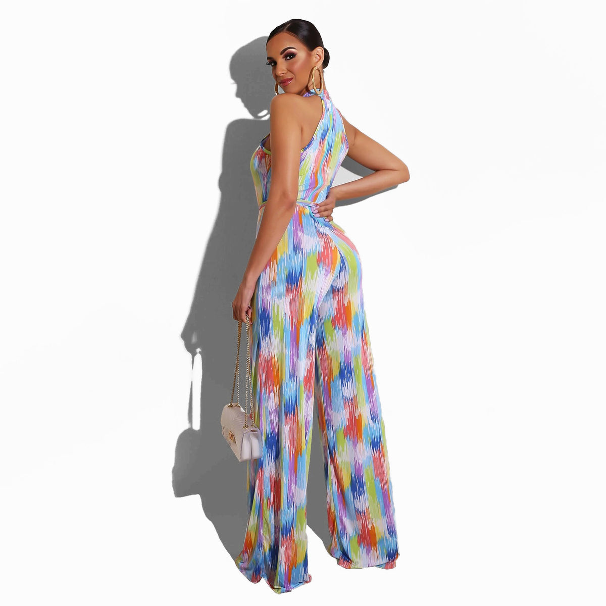 Chic Backless Striped Casual Jumpsuit for Women