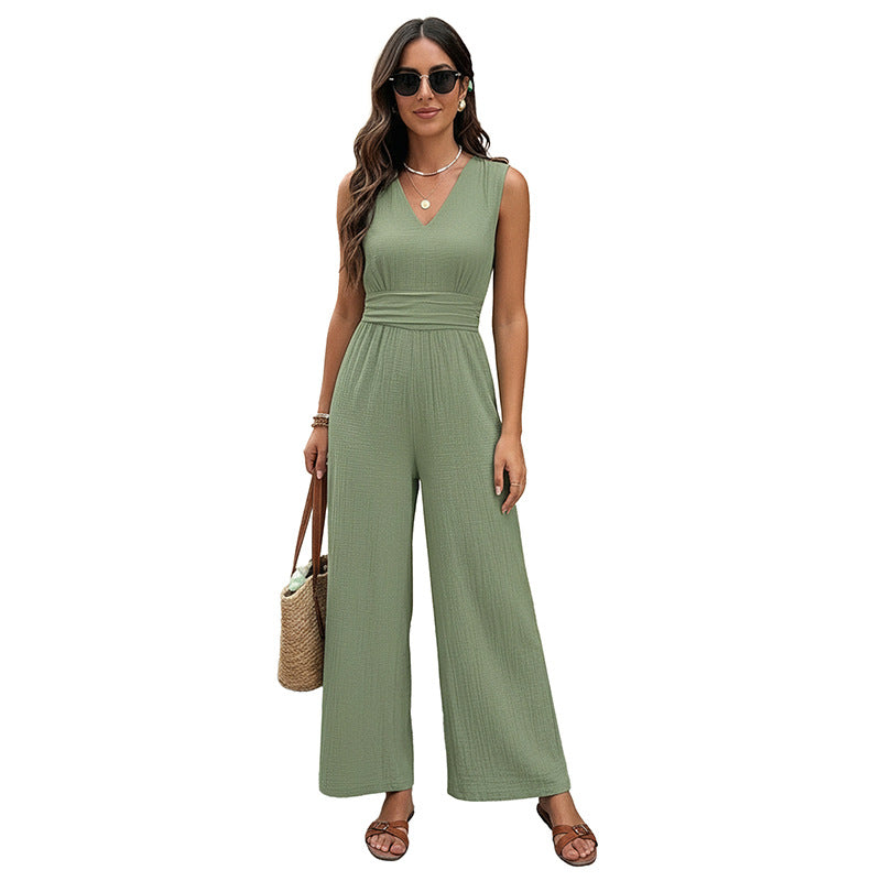 Chic High-Waisted Sleeveless Commuter Jumpsuit