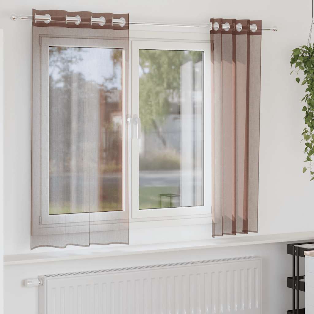 Voile Curtains with Eyelets, 2 Pcs.