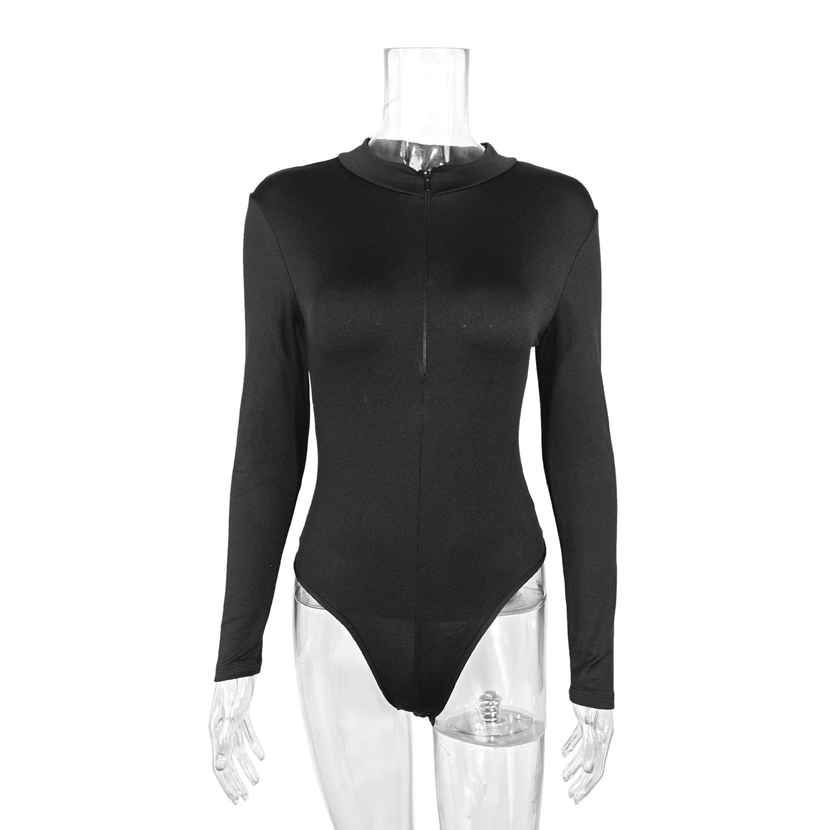 Women's Long-Sleeve Slim-Fit Zipper Jumpsuit