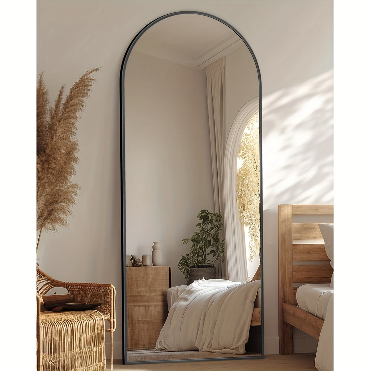 Full Length Mirror - Standing, Hanging or Leaning Floor Mirror with Arched Top, Full Body Mirror with Sturdy Base, for Bedroom, Living Room, Dressing Area - Modern Home Decor, Mirror for Living Room