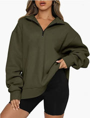 Women's Casual Zip Turndown Collar Sweatshirt