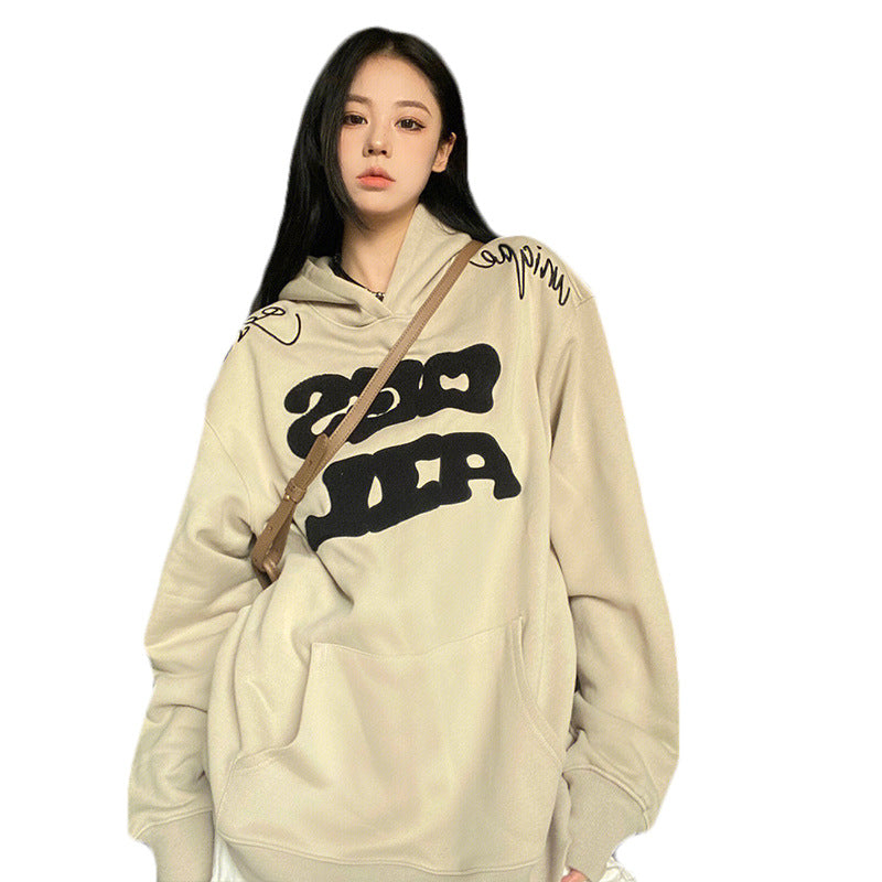 Cozy Fleece-Lined Letter Sweater Jacket