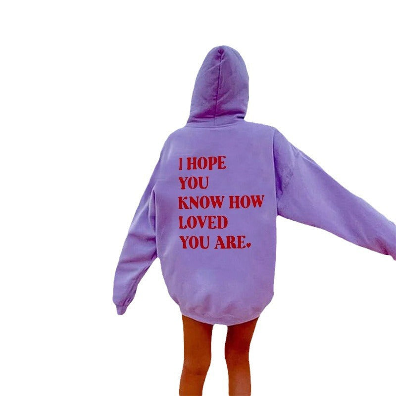 Plus Size Casual Printed Drawstring Hoodie