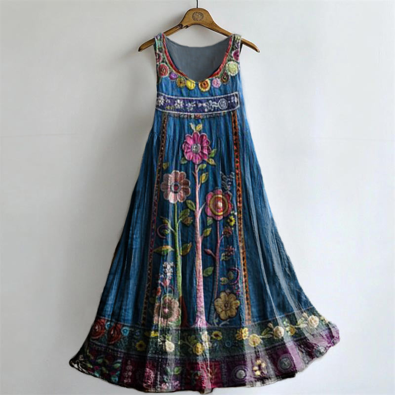 Women's Casual Digital Print V-neck Dress