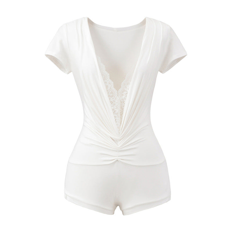 Lace Deep V-Neck Romper Cute Summer Jumpsuit