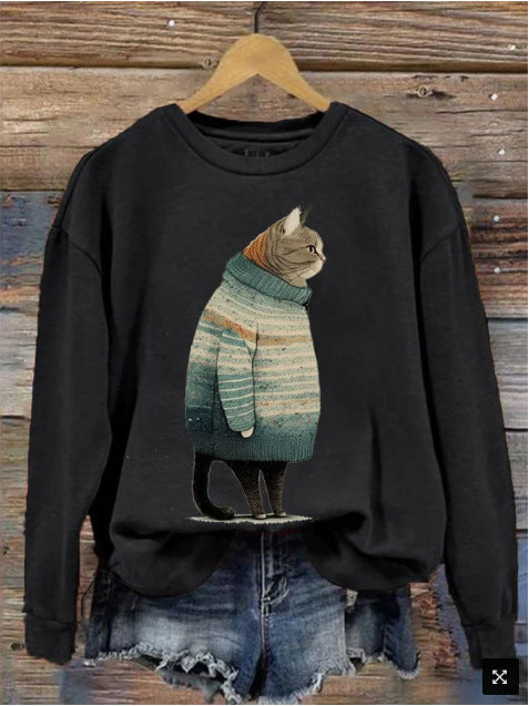 Women's 3D Digital Print Loose Street Fashion Sweatshirt