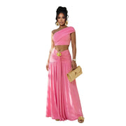 Off-shoulder Crop Top and Skirt Set