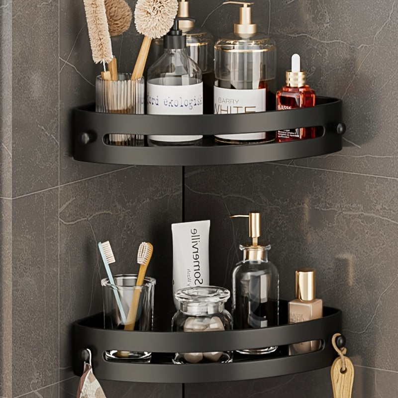 Triangular Corner Shelf - Wall-Mounted No-Drill Bathroom Organizer, Rust-Resistant Storage Rack for Shower, Toilet and Cosmetics