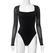 Women's Mesh See-through Tight Long-sleeved Jumpsuit