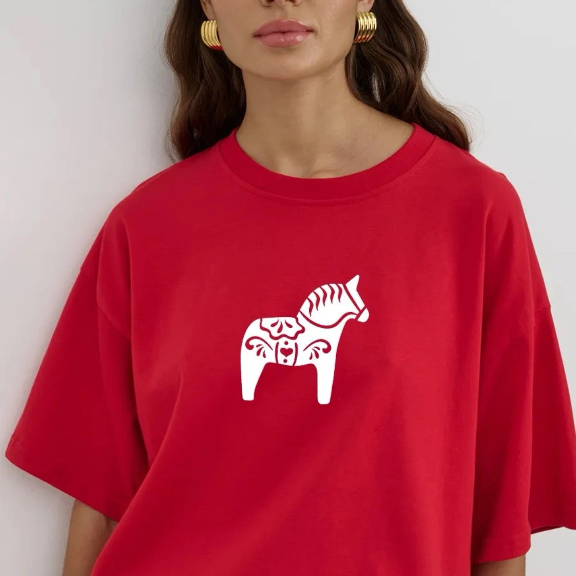 Retro 3D Print Loose-Fit T-Shirt – Bold Red Vibe