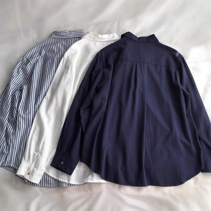 Women's Lapel Pocket Simple Fashion Embroidered Shirt