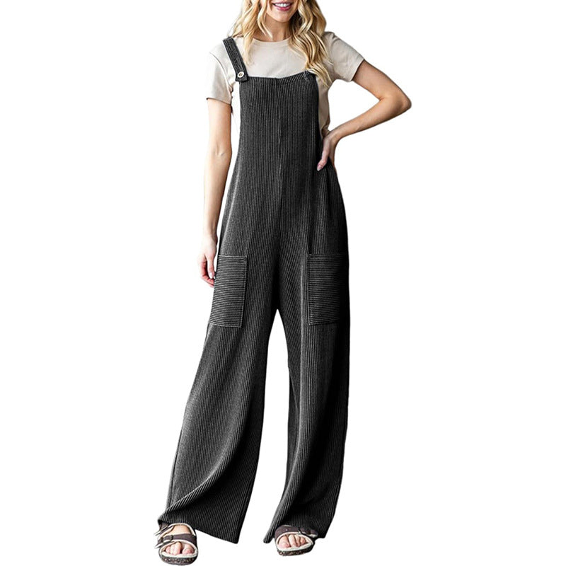 Women's Adjustable Buckle Pocket Overalls Casual Pants