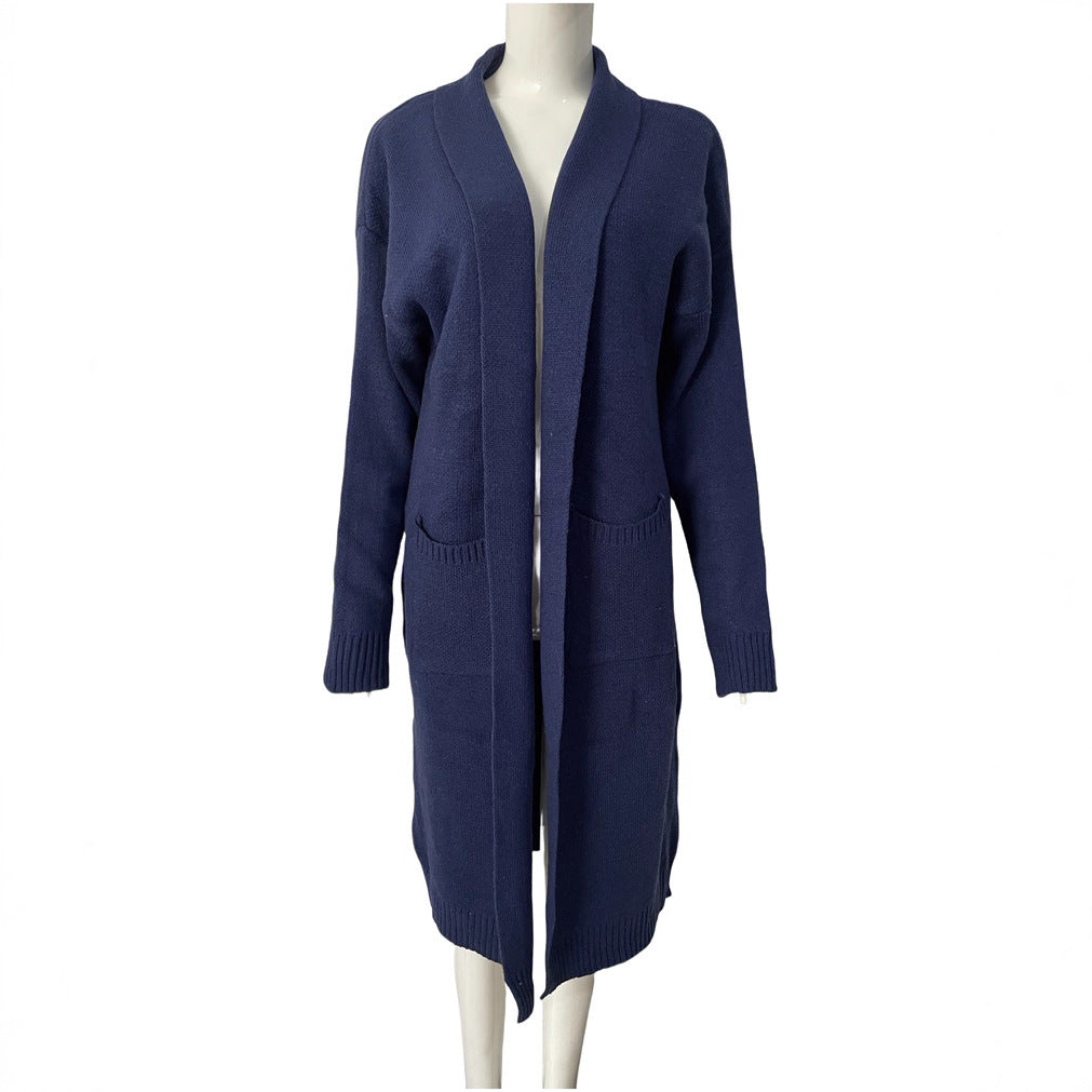 Loose-fitting Long Cardigan Oversized Pocketed Knit Sweater Coat