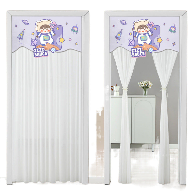 Non Perforated Magic Tape Gauze Double-layer Blackout Curtain