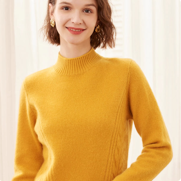 Thick, High-neck Cashmere Sweater for Women, Pure Cashmere Pullover Base Layer Knit Sweater