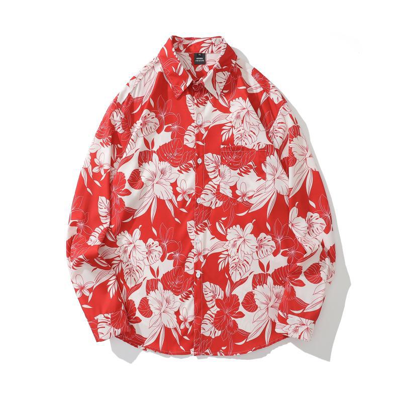 Men's Retro Hong Kong Style Printed Long Sleeve Shirt