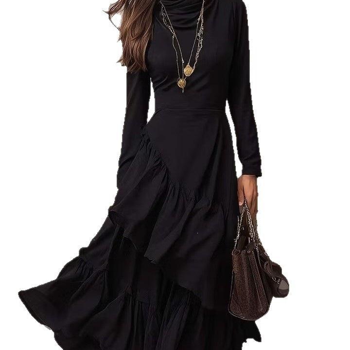 Asymmetrical Ruffled Waist-Cinching Party Dress