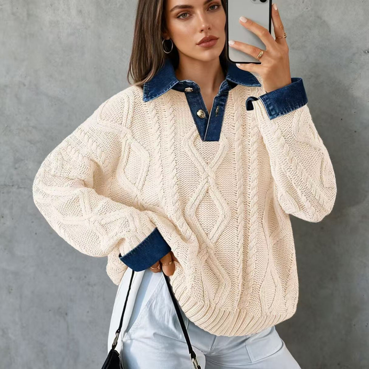 Womens Fallwinter Cable-knit Sweater
