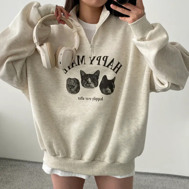 Plus Size Korean Style Pullover Hoodie