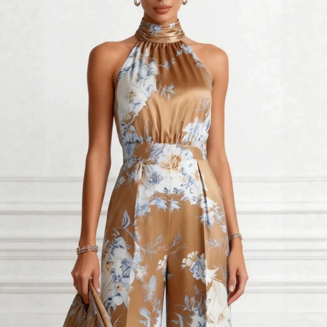 Sleeveless High Waisted Wide Leg Jumpsuit
