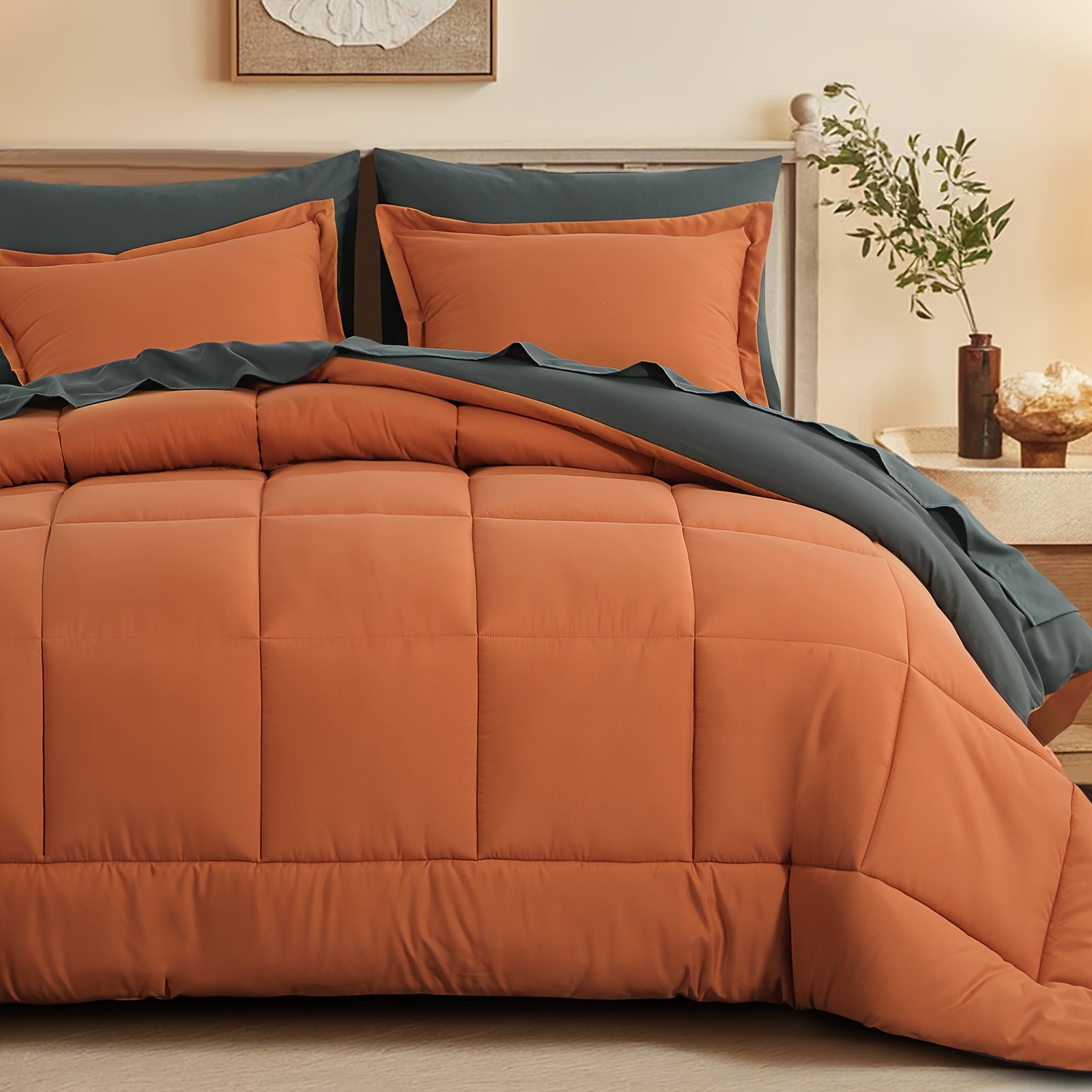 7pcs Ultra-Soft Bed In A Bag, Down Alternative Bedding Sets With All Season Quilted Comforter, Flat Sheet, Fitted Sheet, Pillowcases -Gifts For The Family And Friends