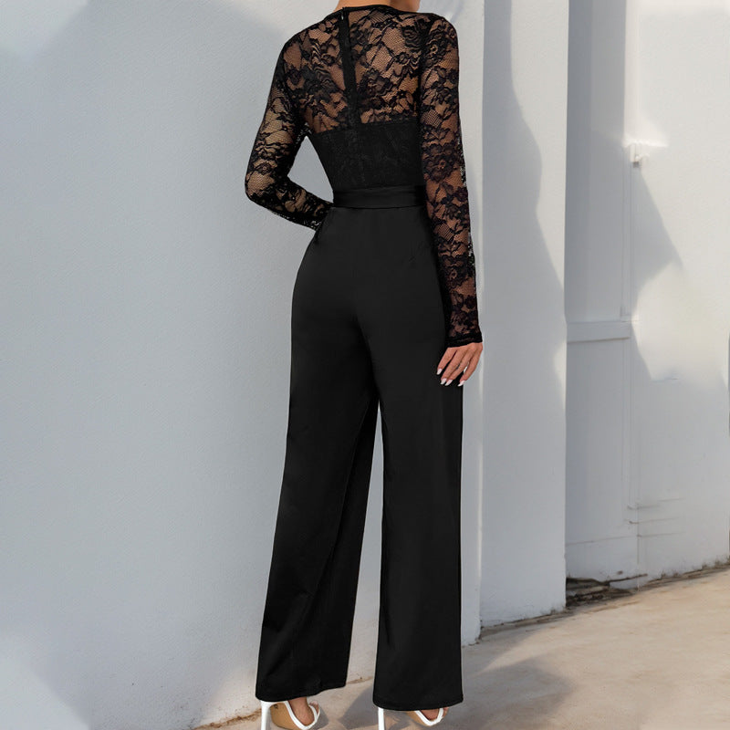 Women's Fashion Personality Zipper Lace-up Jumpsuit