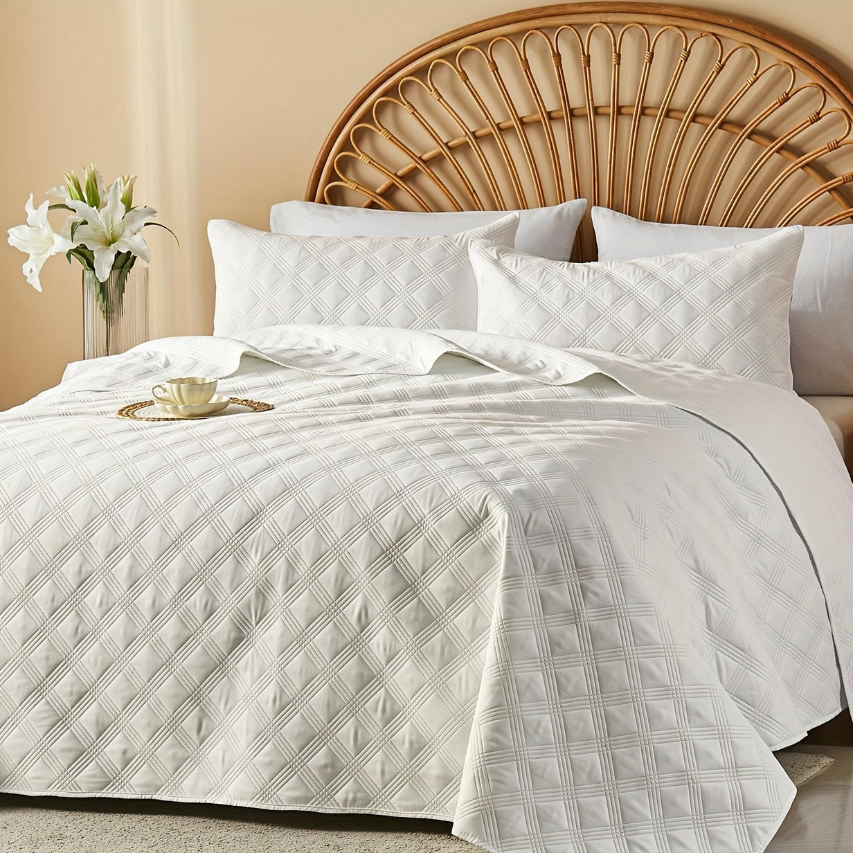 2/3pcs Quilt Set Bedspreads - Soft Cool & Refreshing Summer Quilt Lightweight Microfiber Bedspread - Modern Style Coin Pattern Coverlet For All Seasons - Gifts For The Family